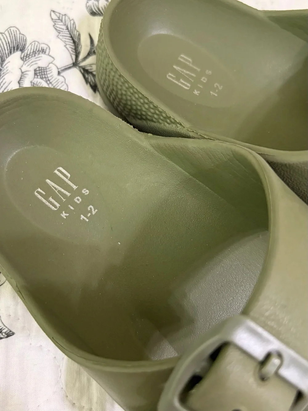 GAP Kids Olive Green Double Buckle Slide Sandals